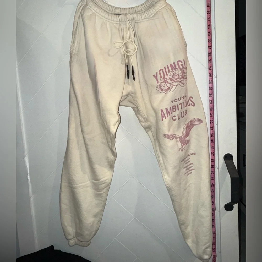 Y2K YoungLA Ambitious Club Cream premium cttn Sweatpants jogger XL pristine - Picture 5 of 15